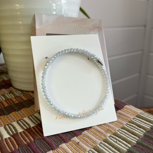 🆕 KEEP Collective By Stella & Dot Rebel coil bracelet in silver/pearl, new! - Picture 3 of 16